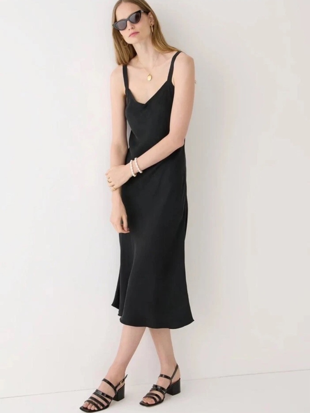 J. Crew Black Slip Midi Dress | 12